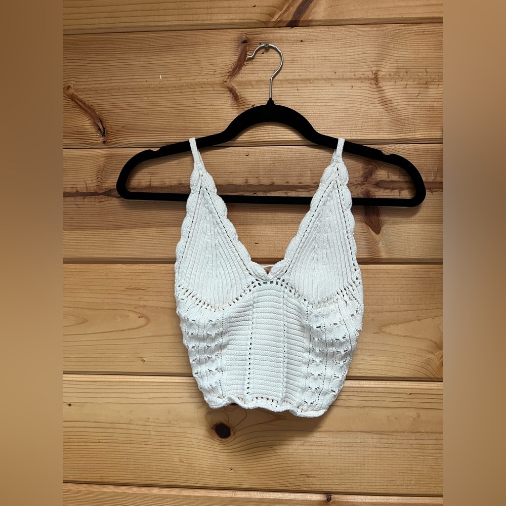Free People Women’s Knit Off-White Cropped Tank Top
